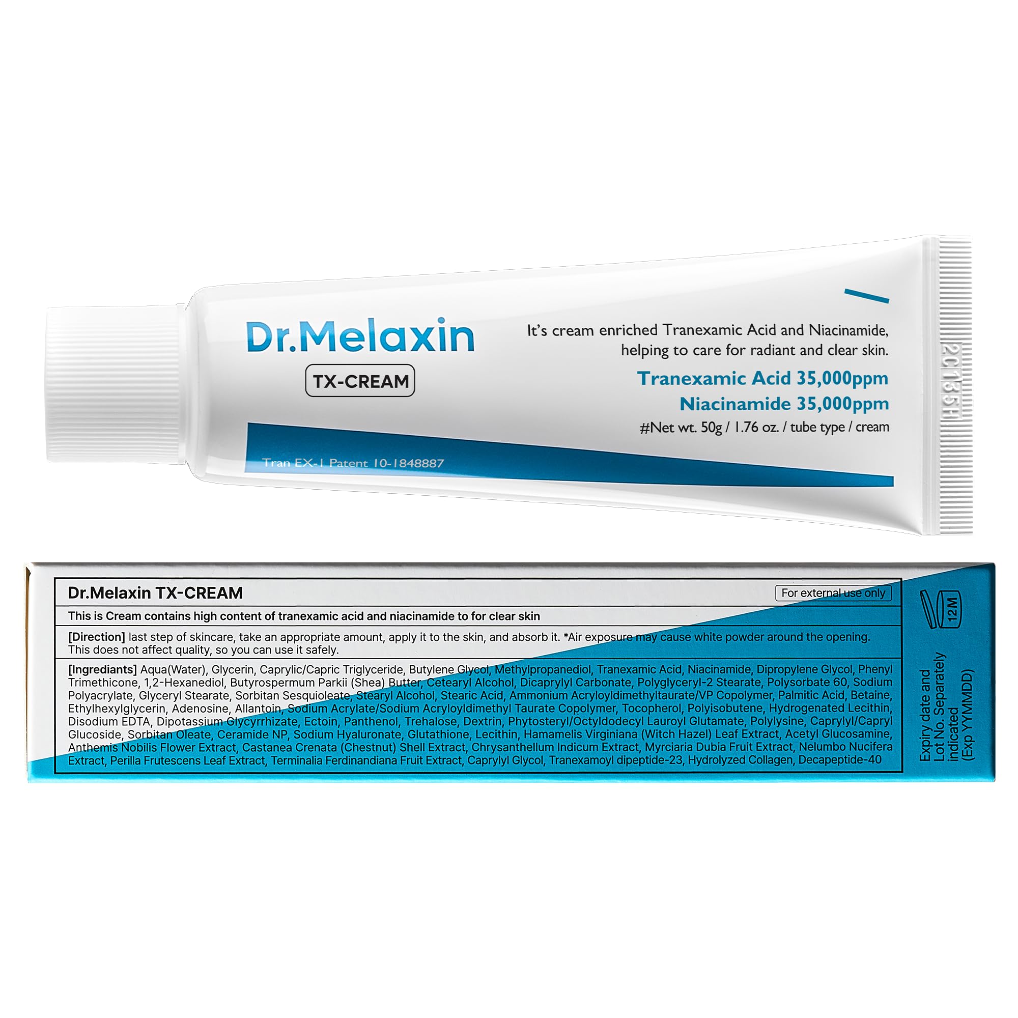 DR.Melaxin before-after illustration indicating improved tone and reduced spots