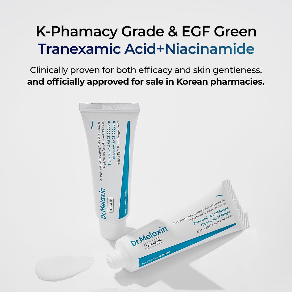 DR.Melaxin cream dispensed from pump demonstrating easy, controlled application