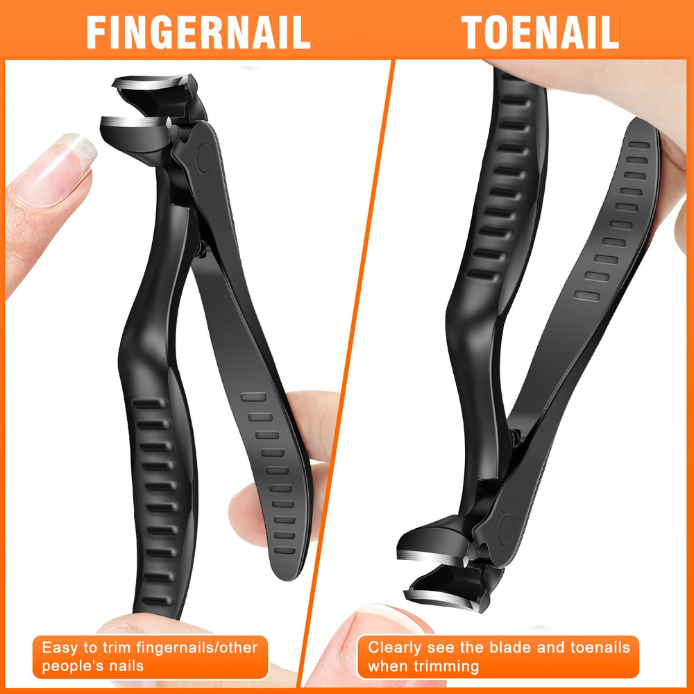 DRMODE cutting a thick toenail demonstrating sharp blades for smooth clean cuts benefit