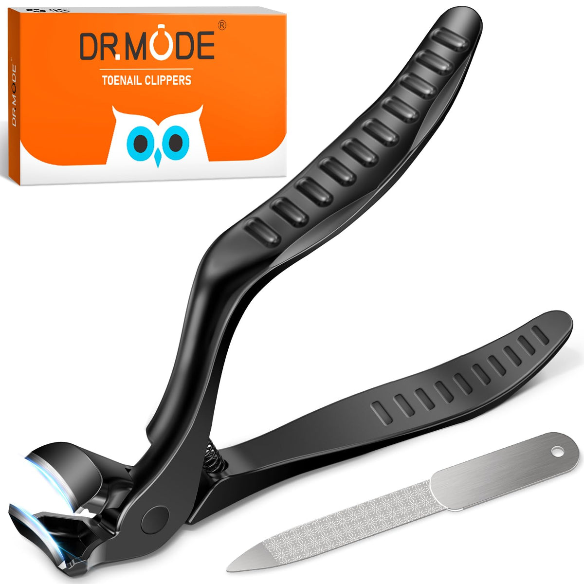 DRMODE front view of clippers showing ergonomic shape and robust blade benefit comfortable control