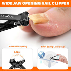DRMODE detail of wide jaw opening demonstrating extra space for hard nails and easier cuts