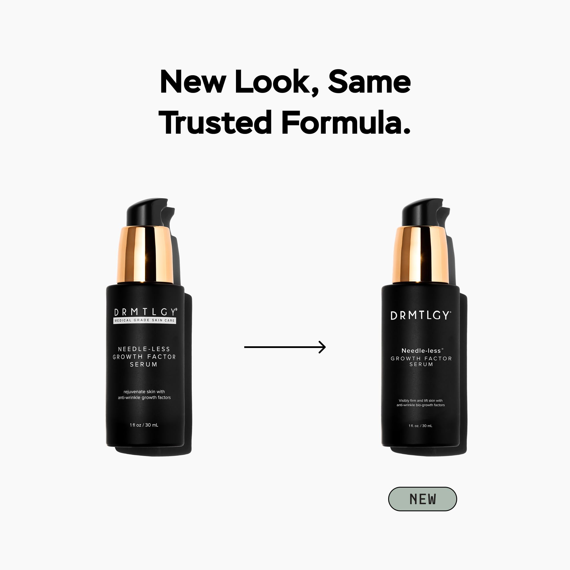 DRMTLGY stylized ingredient science visual showing growth factor complex and efficacy benefit
