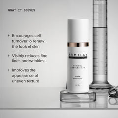 DRMTLGY dropper dispensing clear serum showing smooth texture