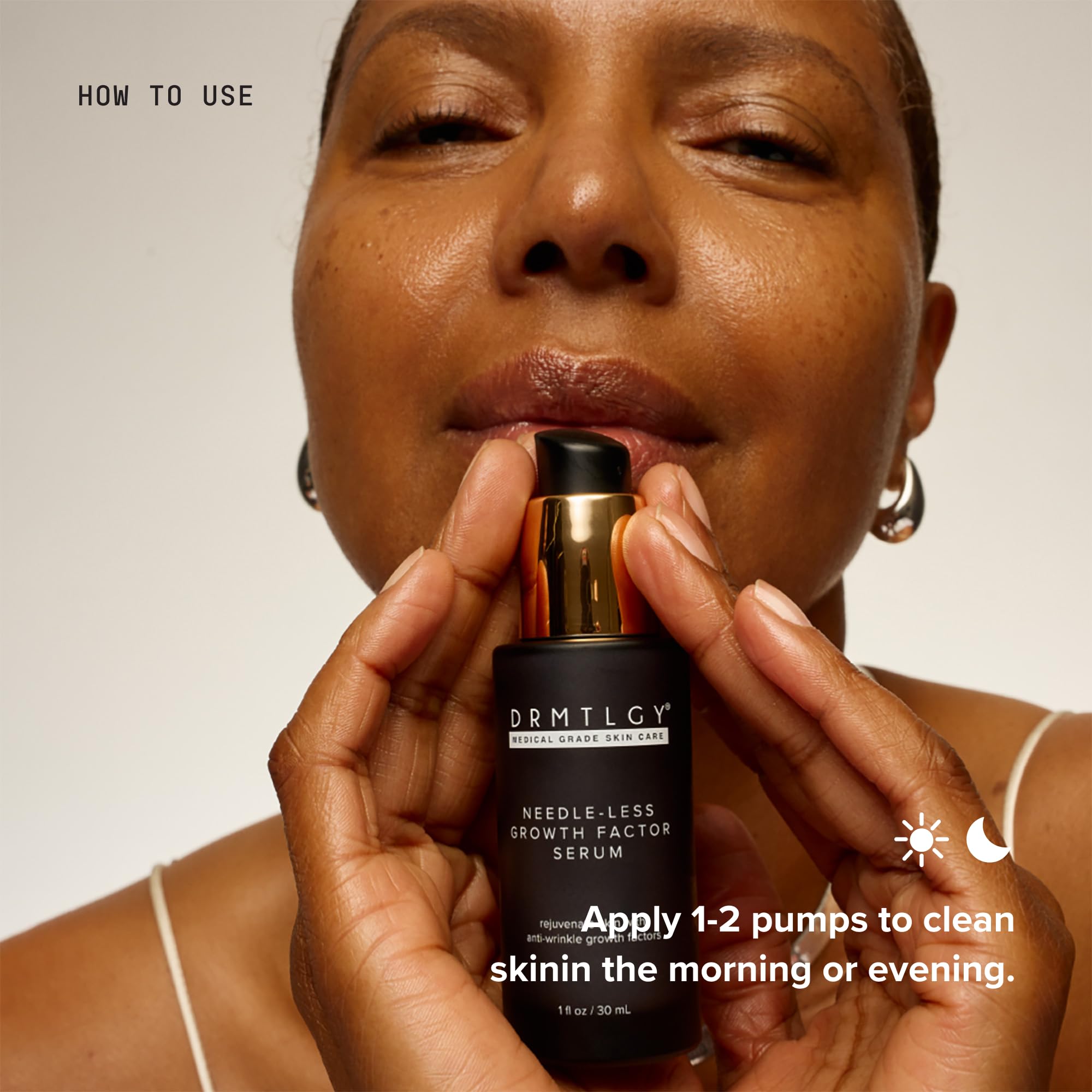 DRMTLGY serum layered under moisturizer showing compatibility and enhanced hydration benefit
