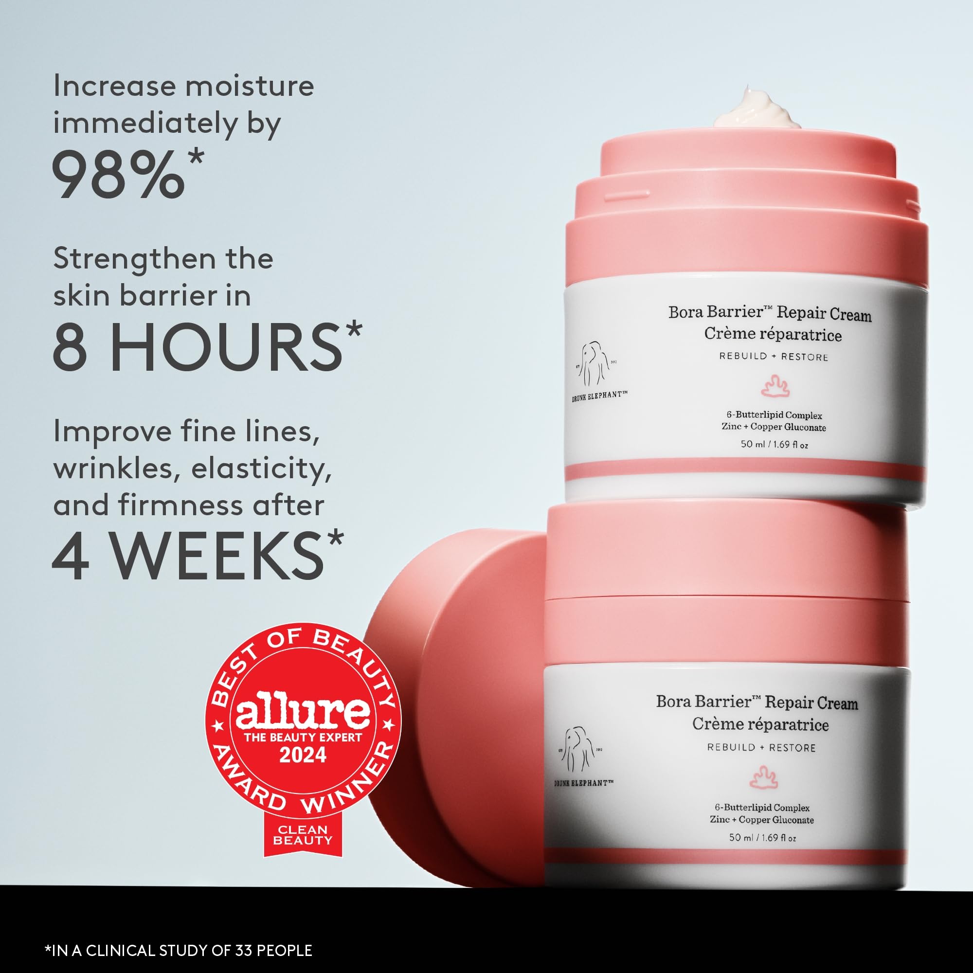Drunk Elephant cream open jar revealing buttery texture for intense hydration