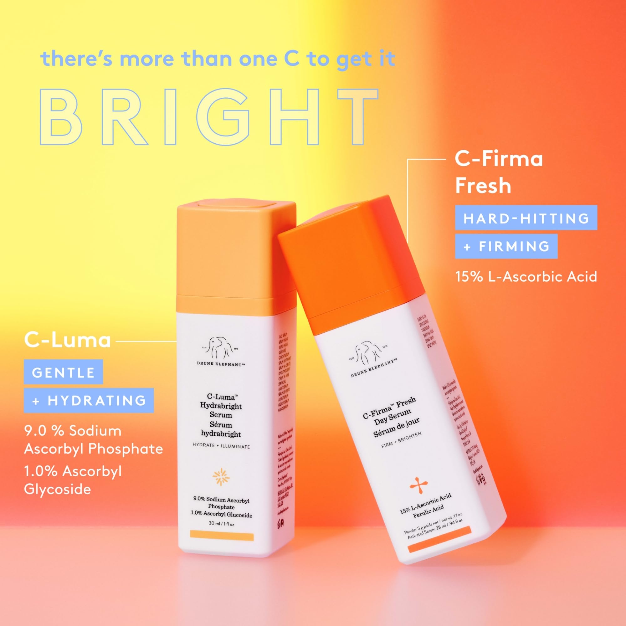 Drunk Elephant in bathroom lifestyle setting, conveys clean clinical skincare routine
