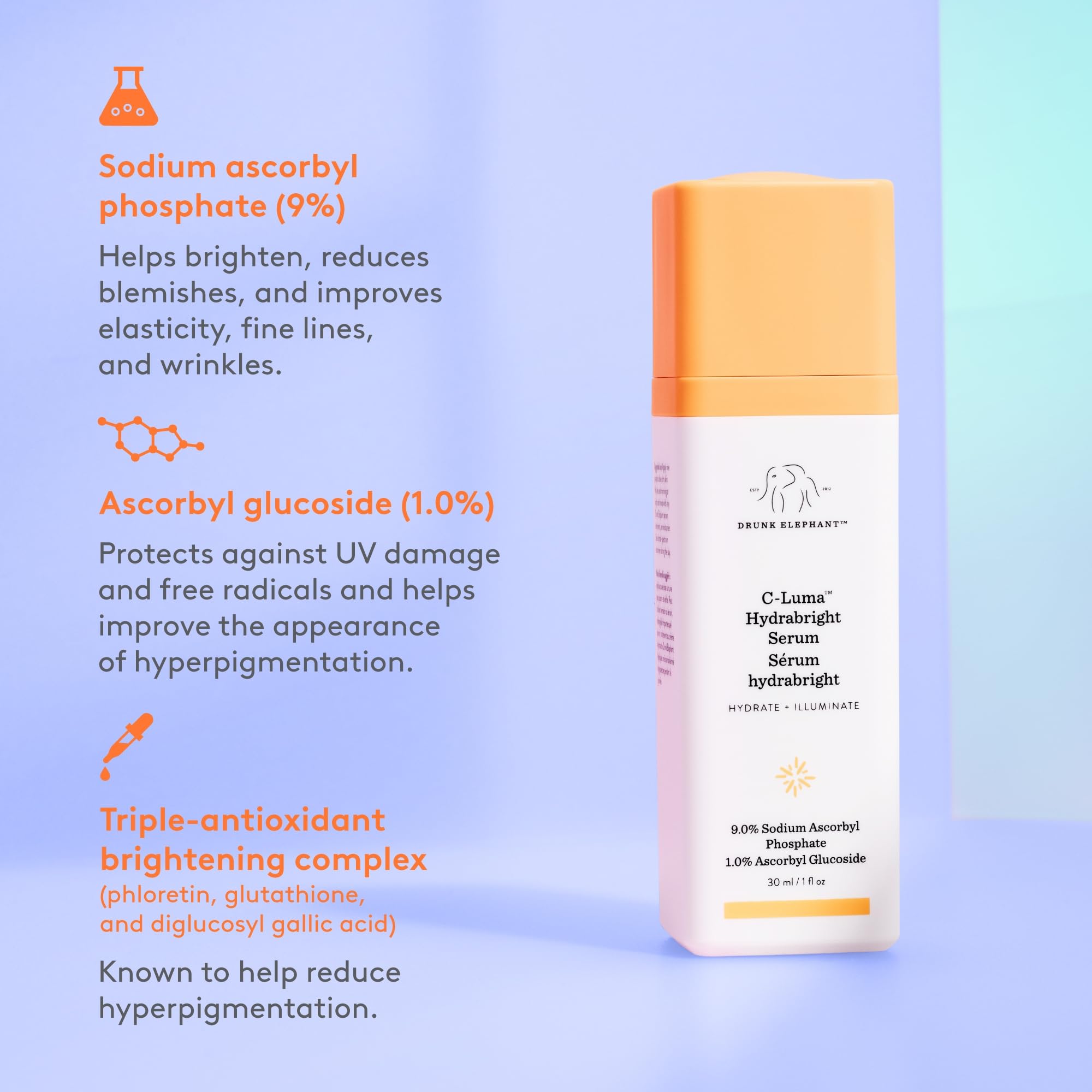 Drunk Elephant 30ml size comparison on scale, clarifies product volume