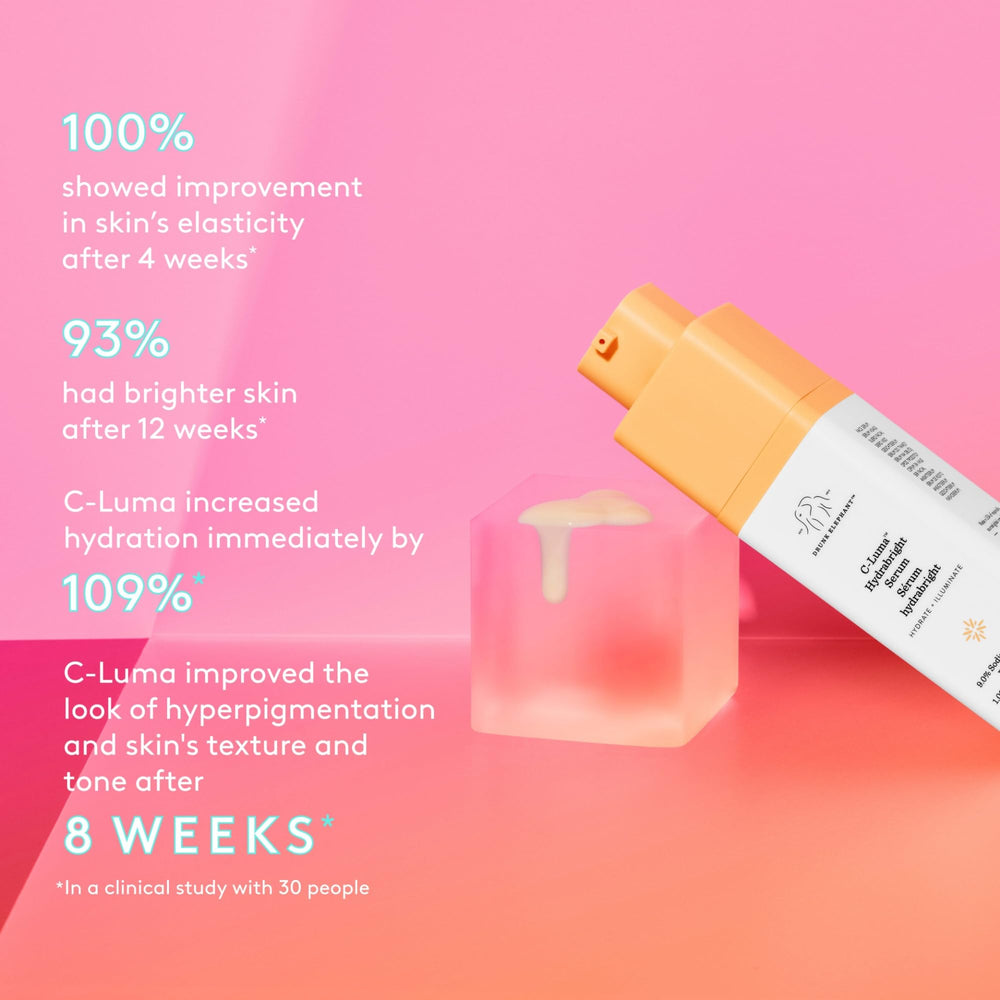 Drunk Elephant serum texture drop close-up, demonstrates lightweight hydration