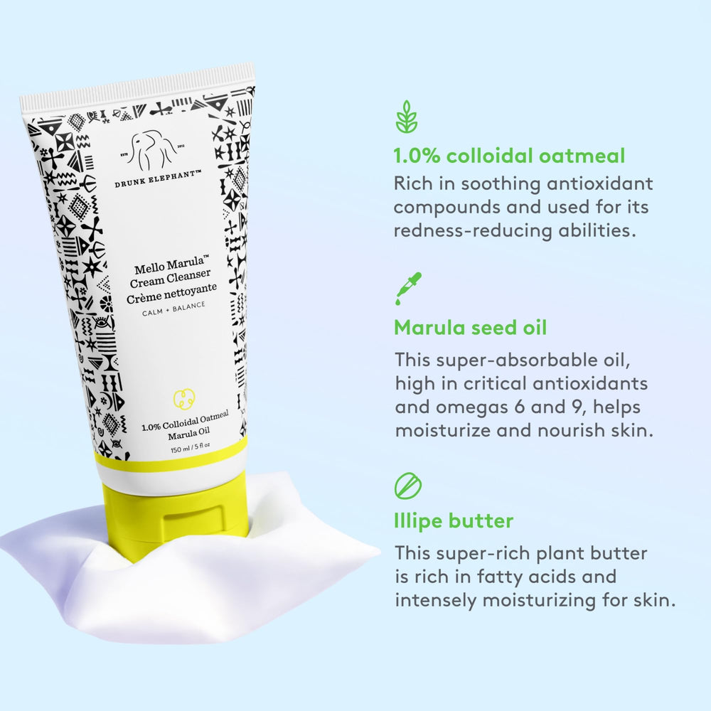 150 ml Drunk Elephant cleanser beside a ruler showing travel-friendly size