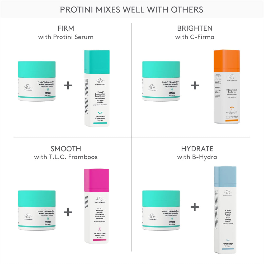 Drunk Elephant Protini applied at night beside pillow suggesting bedtime skin-repair ritual