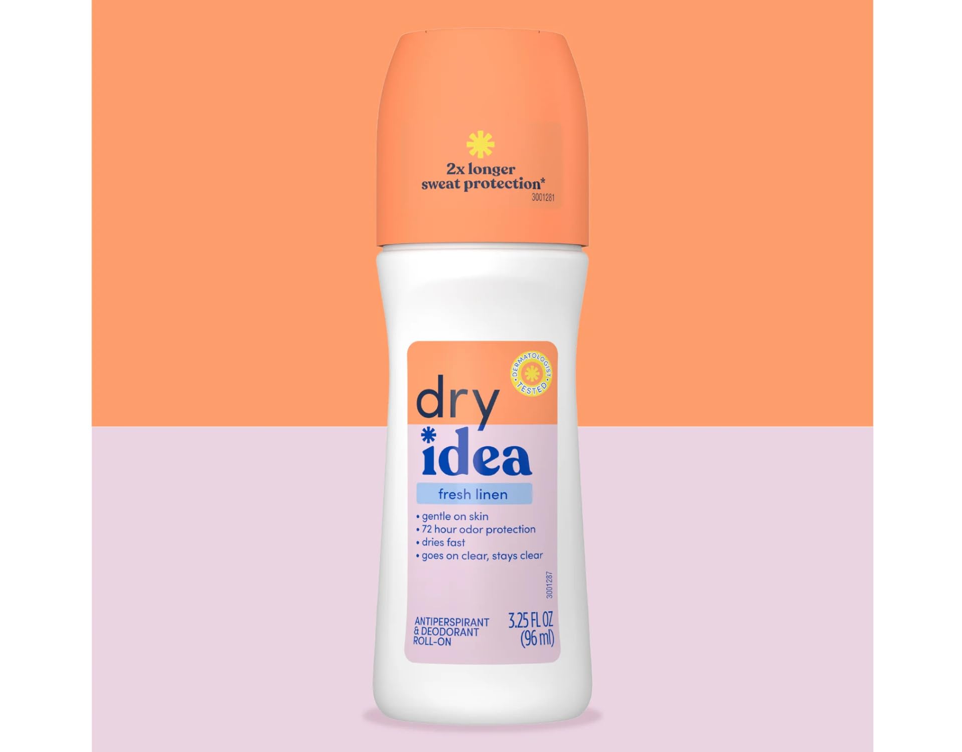 Dry Idea size comparison next to hand illustrating compact 3.25 oz portability