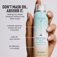 Drybar Detox close-up of fine white spray texture absorbing oil