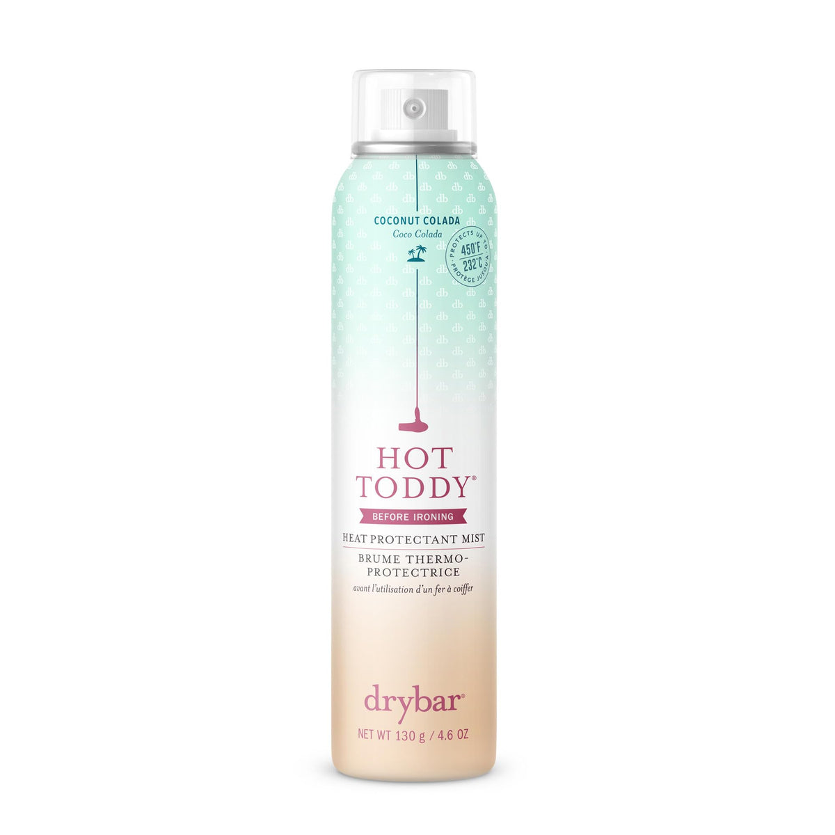 Drybar Hot Toddy front packaging showing bottle and branding for quick ID and benefit