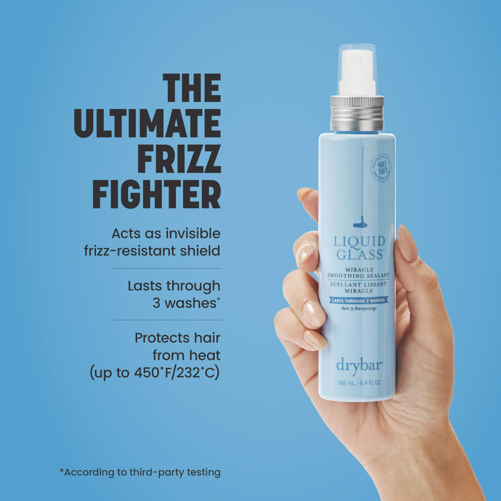Drybar texture drops on hand showing lightweight serum and smoothening benefit