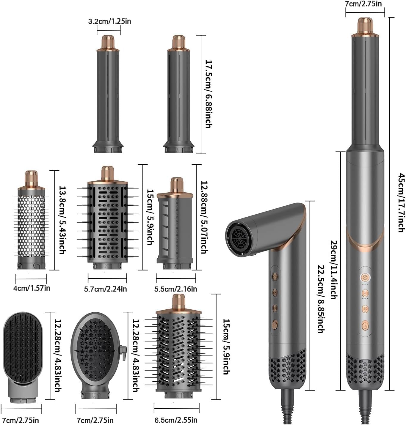 Dryhsip size and accessory layout illustrating kit completeness and convenience
