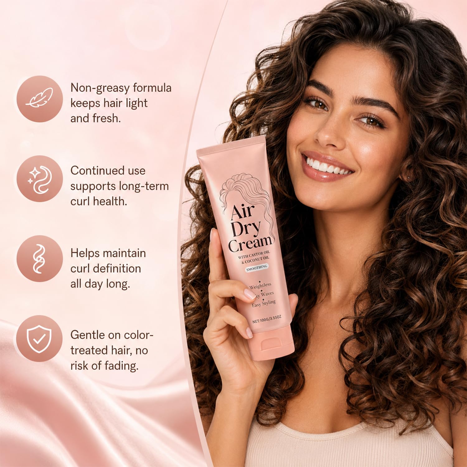 dssuoa finished wavy hair after air dry with reduced frizz