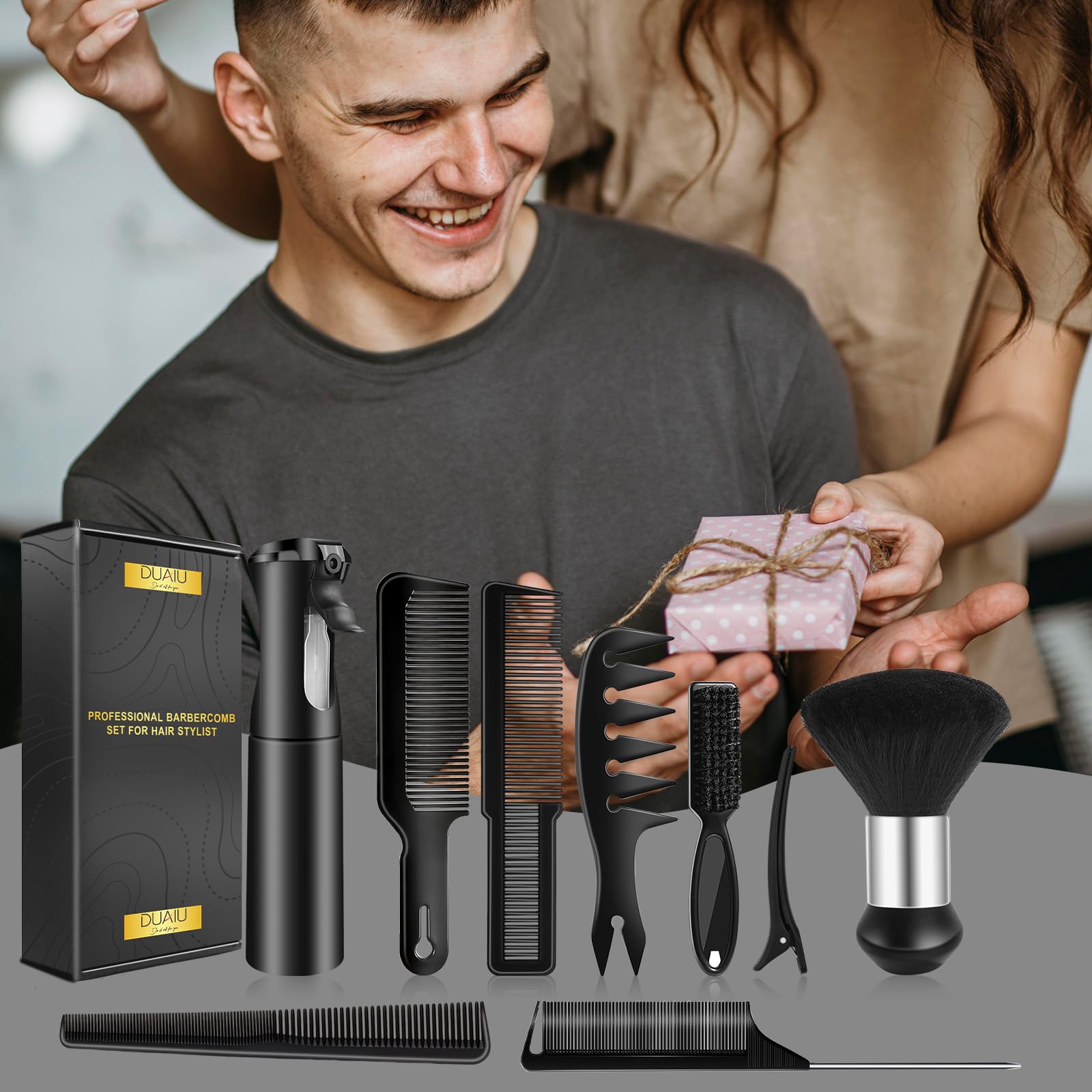 DUAIU comb held in hand to show scale and easy handling during cuts