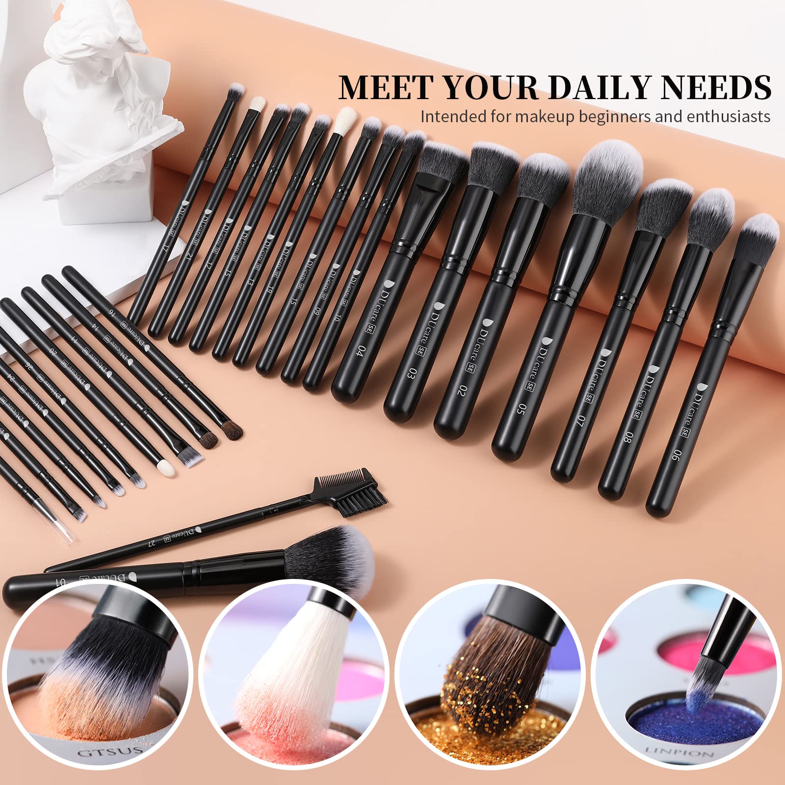 DUcare brushes held in hand showing scale and comfortable ergonomic grip