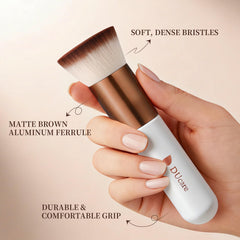 DUcare brushes held in hand demonstrating size and quick full-face coverage benefit