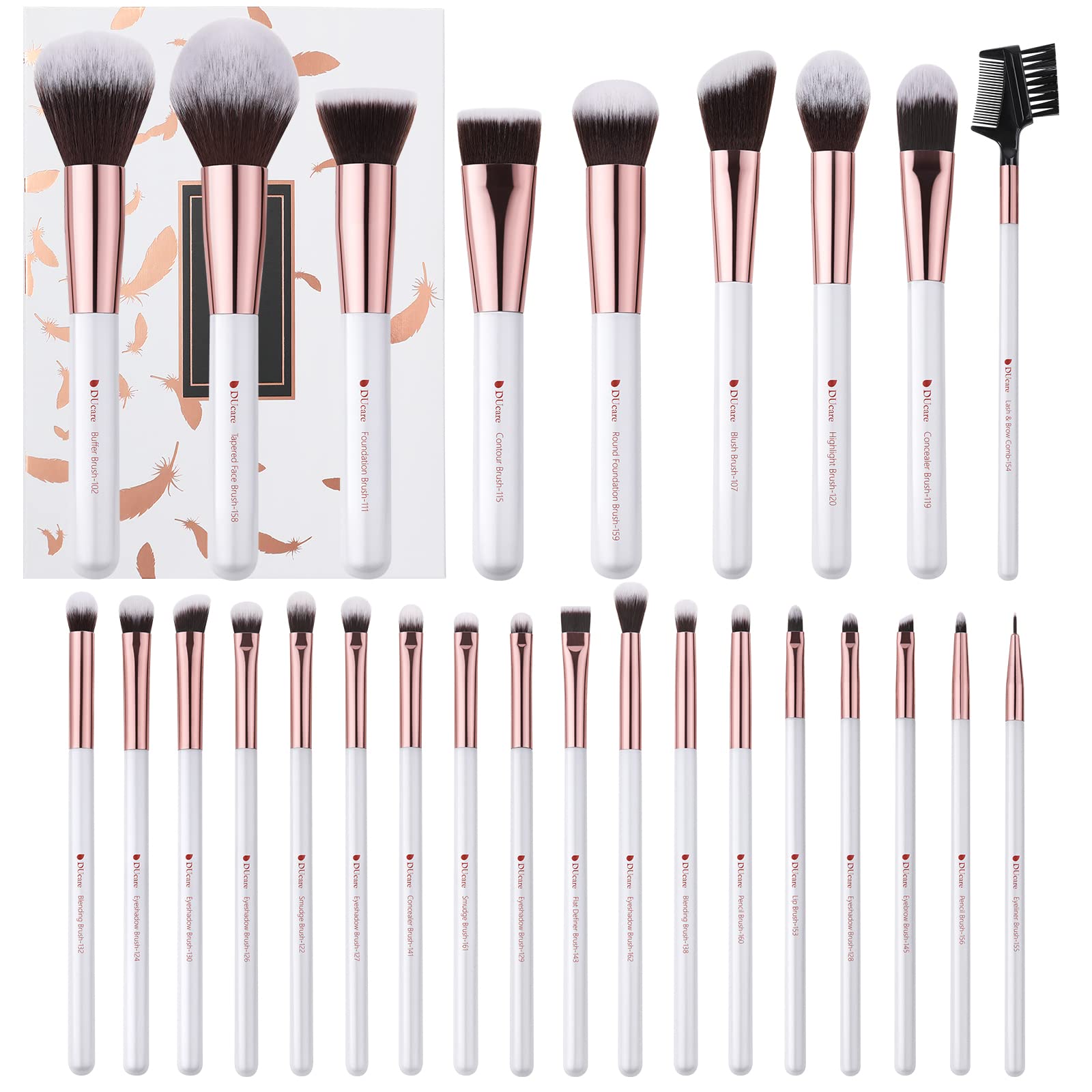 DUcare brushes styled on vanity suggesting organized, professional kit