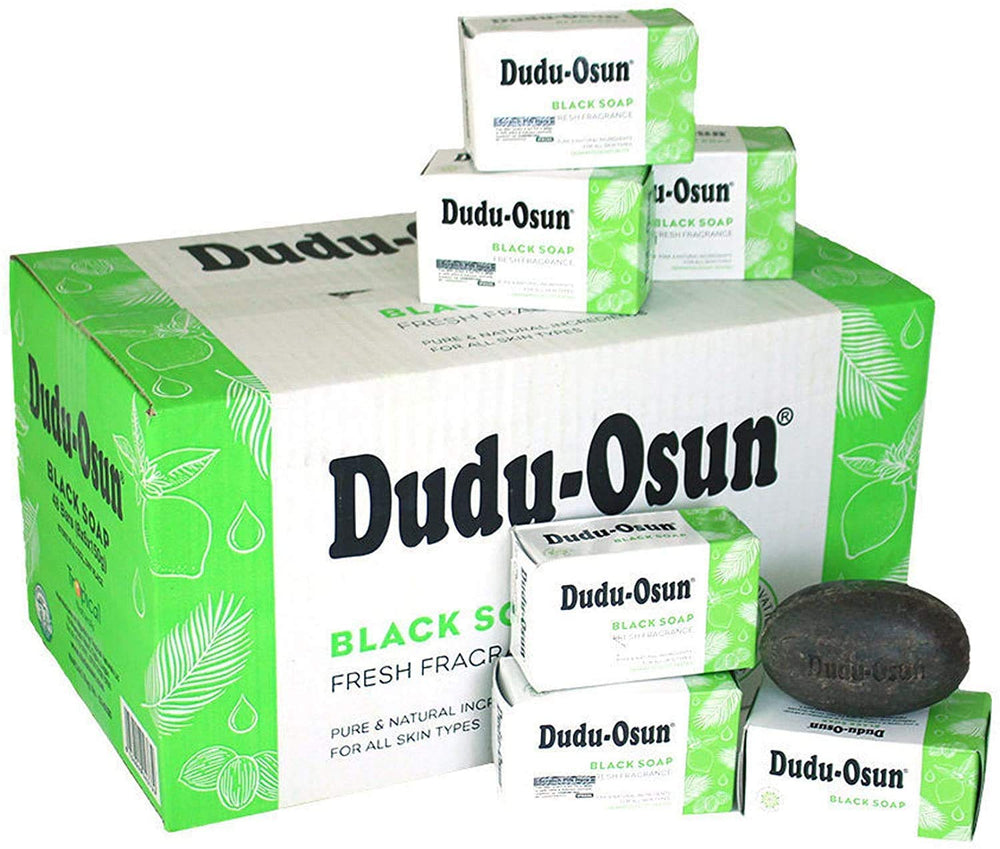 Dudu-Osun front packaging showing bulk 24-pack and authentic branding, ensures supply