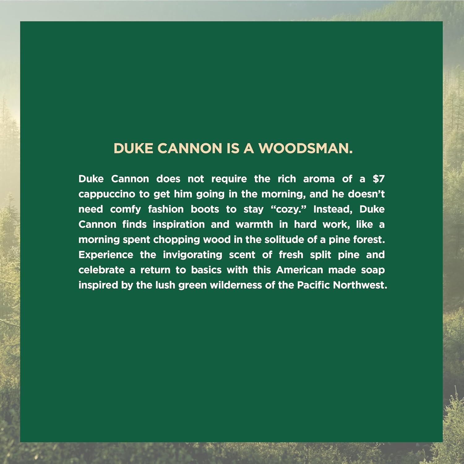 Duke Cannon close-up of embossed logo for premium handcrafted appearance