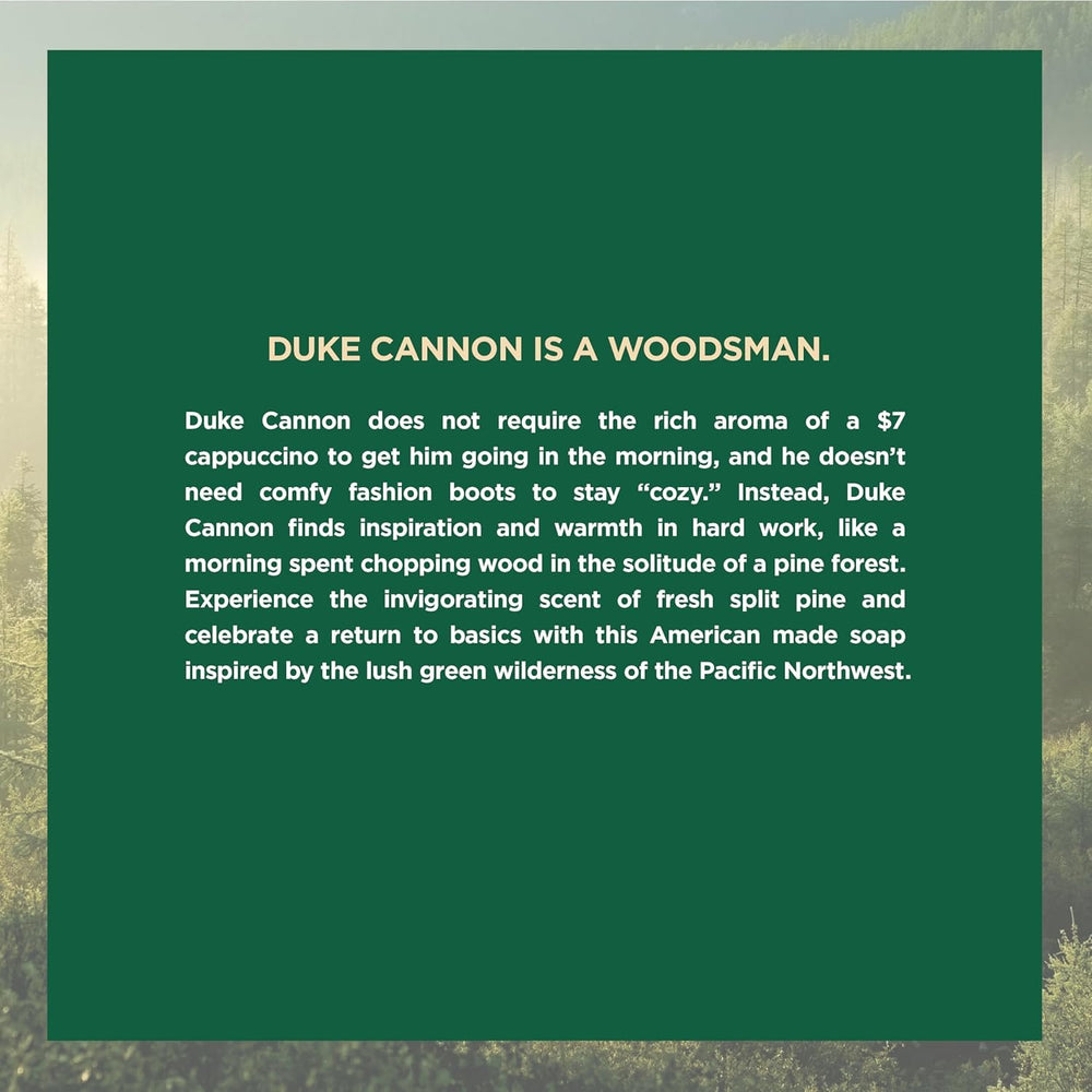 Duke Cannon close-up of embossed logo for premium handcrafted appearance