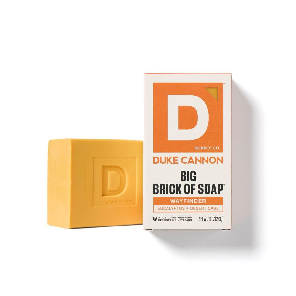 Duke Cannon side view showing bar thickness and 10 oz scale for long-lasting use