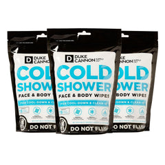Duke Cannon front packaging showing three resealable pouches for convenience