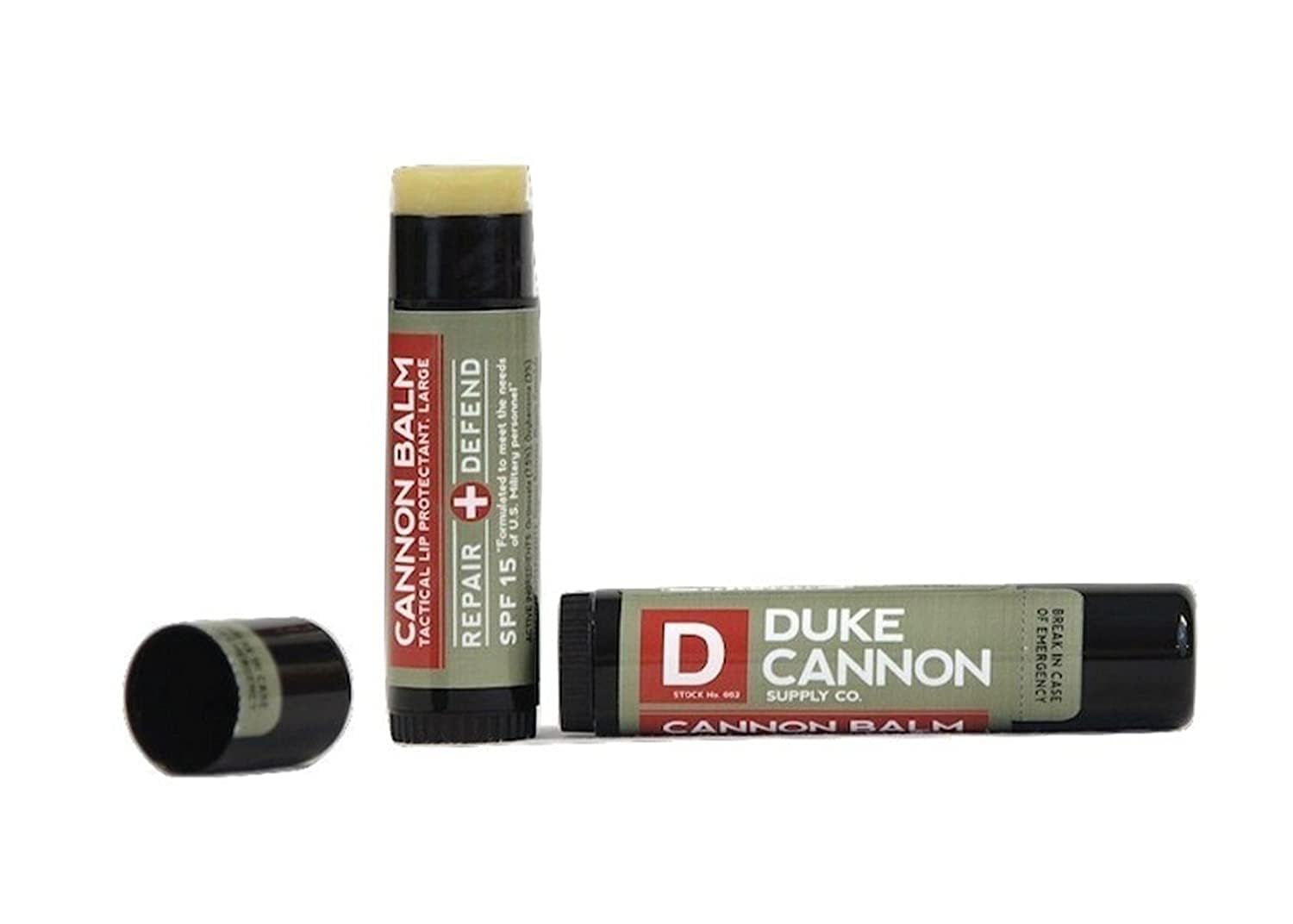Duke Cannon open tube close-up showing smooth balm texture for easy application