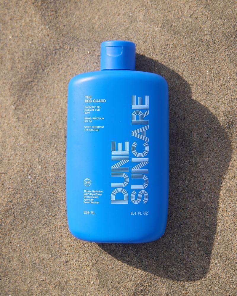 DUNE Bod Guard clear gel texture demonstrating non-greasy absorption