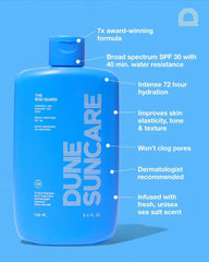 DUNE Bod Guard next to a smartphone to show compact 8.4 fl oz travel size