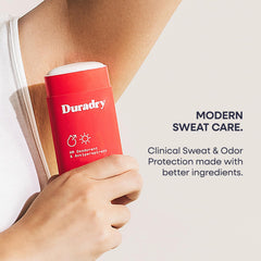 Duradry stick angled view highlighting cap and easy twist application benefit