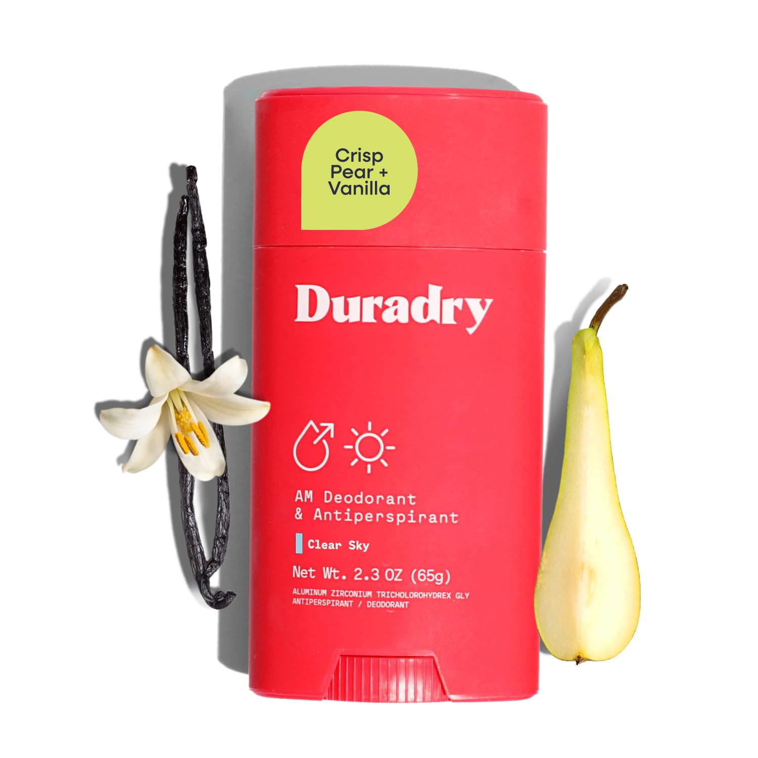 Duradry front packaging showing clear sky scent and benefits