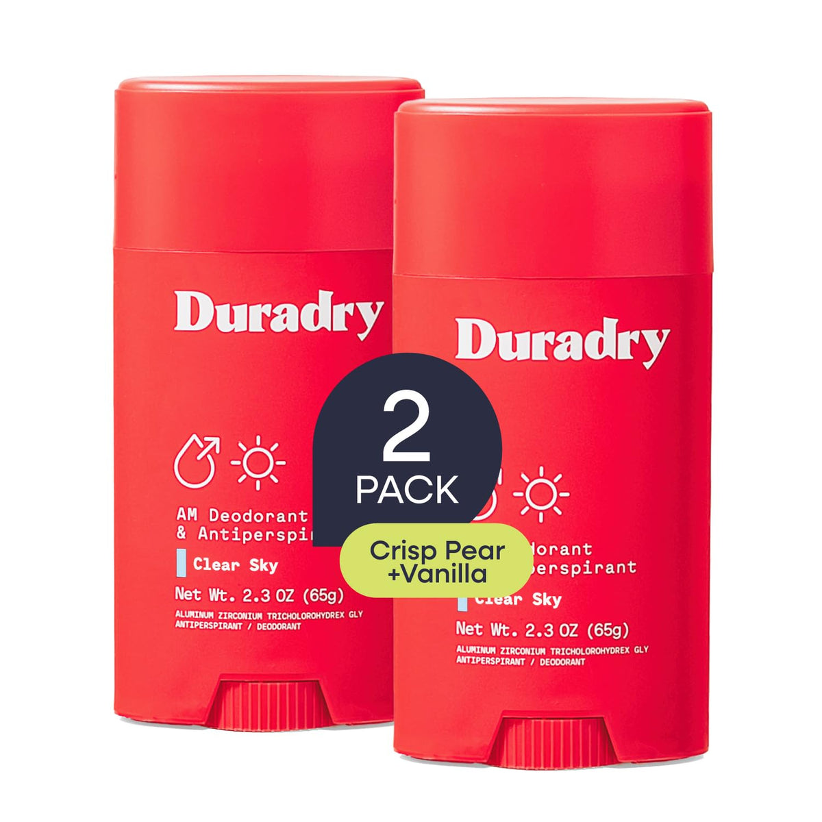 Duradry front packaging showing brand and clear-sky scent for confident protection
