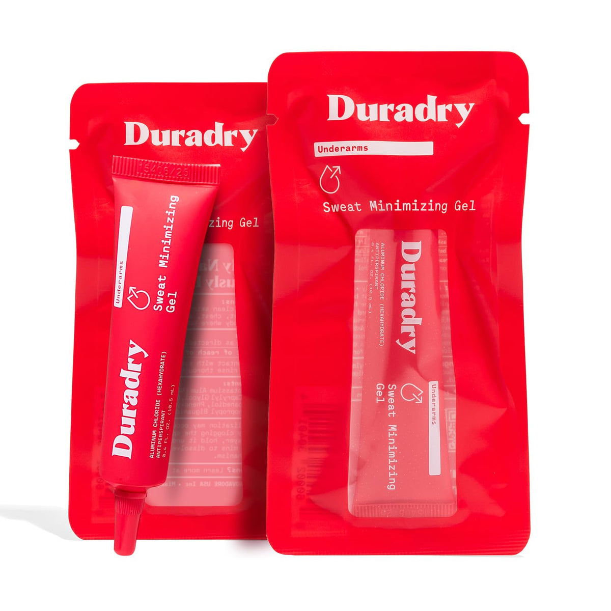 Duradry front packaging showing two tubes and benefits