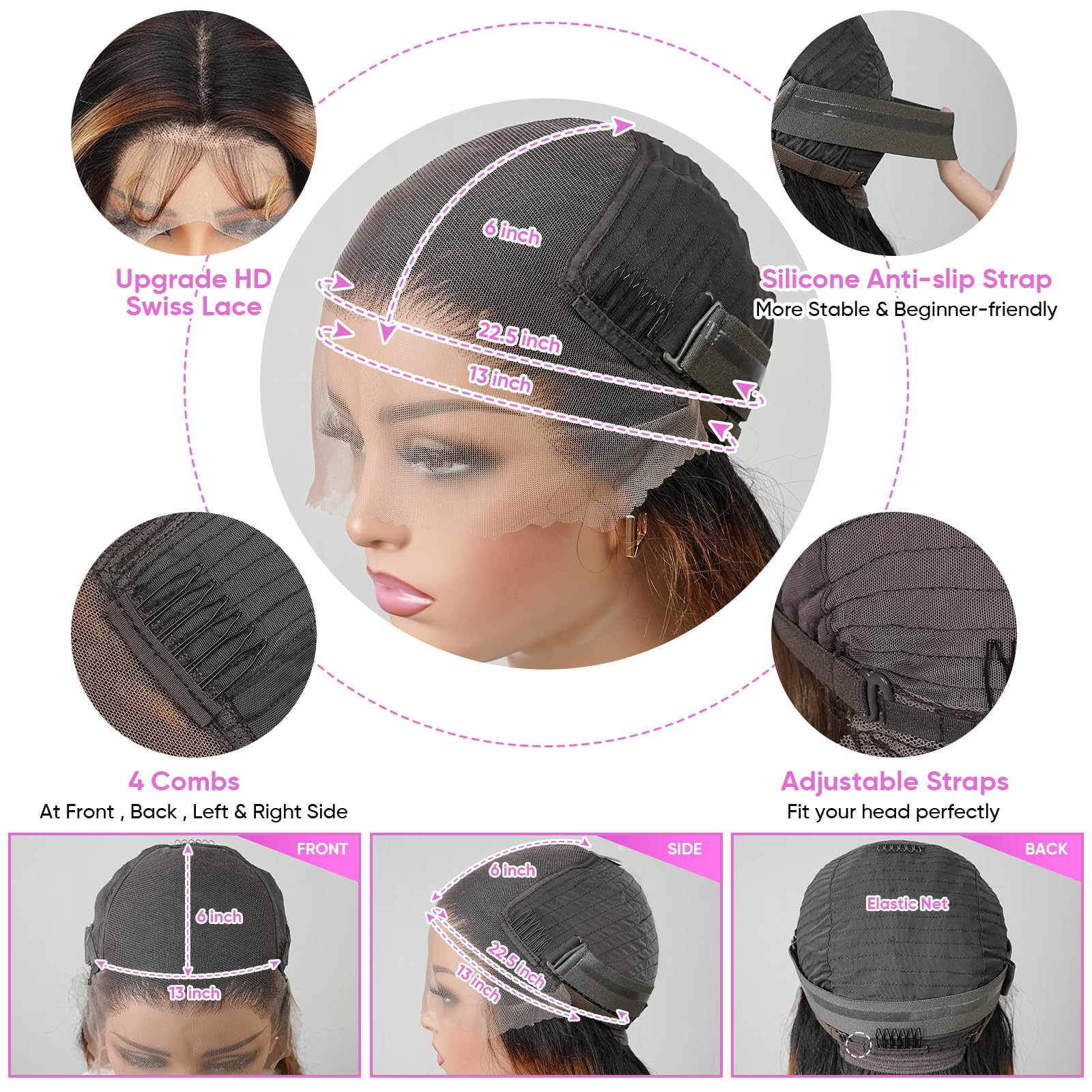 Durita inside cap showing 3D dome glueless design and secure comfortable fit
