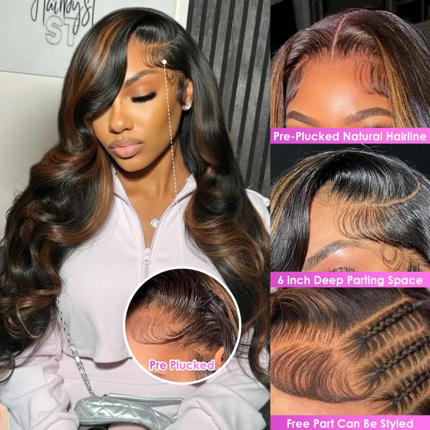 Durita close-up of 13x6 transparent lace edge for seamless hairline blending