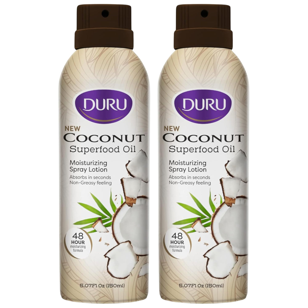 Duru bottle front packaging showing coconut scent and quick hydration benefit