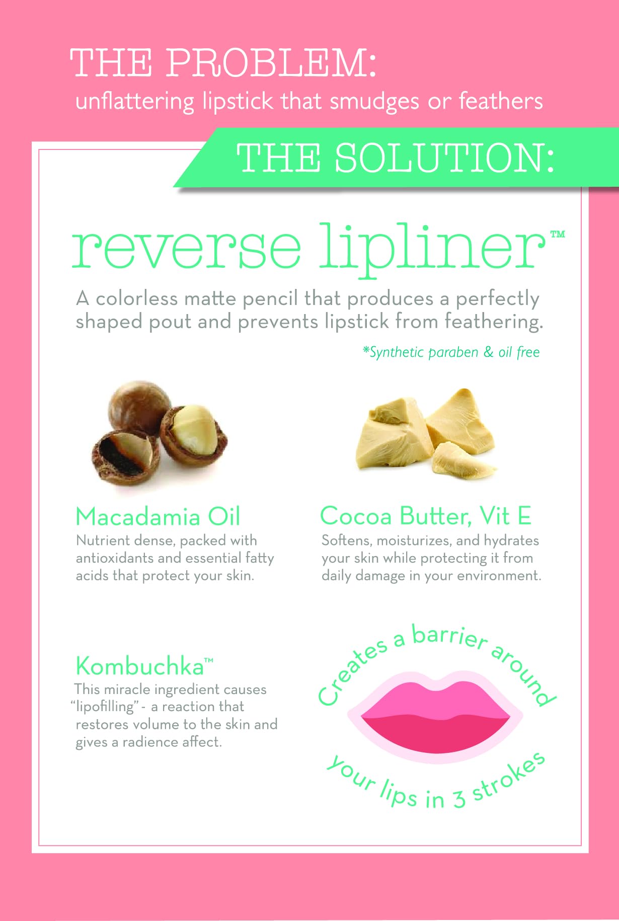 DuWop reverse lipliner applied at lip edge demonstrating anti-feather barrier and definition