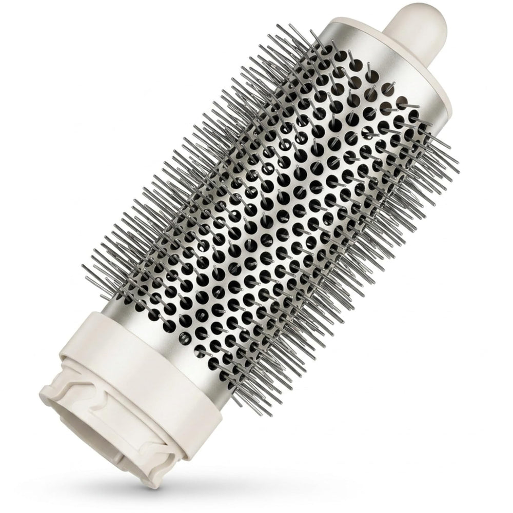 DyniCasa brush front view on Shark HD400 showing streamlined silver finish and secure fit