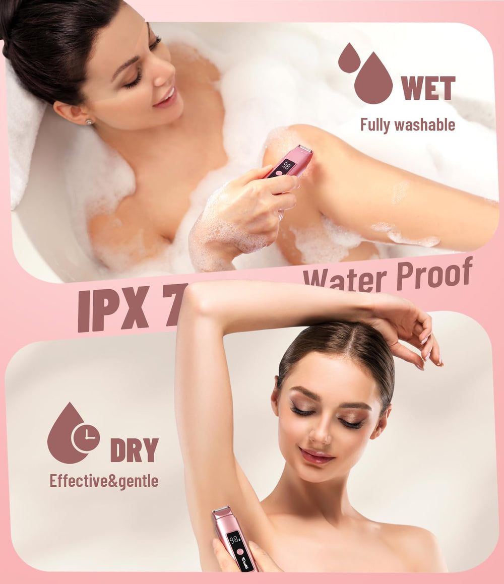 Dynooper trimmer in shower demonstrating IPX7 waterproof benefit and wet use