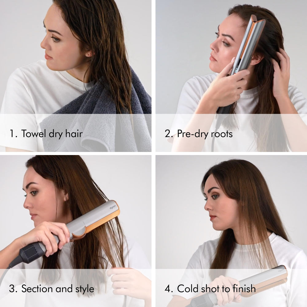 Dyson Airstrait lifestyle bathroom setup demonstrating daily routine fit