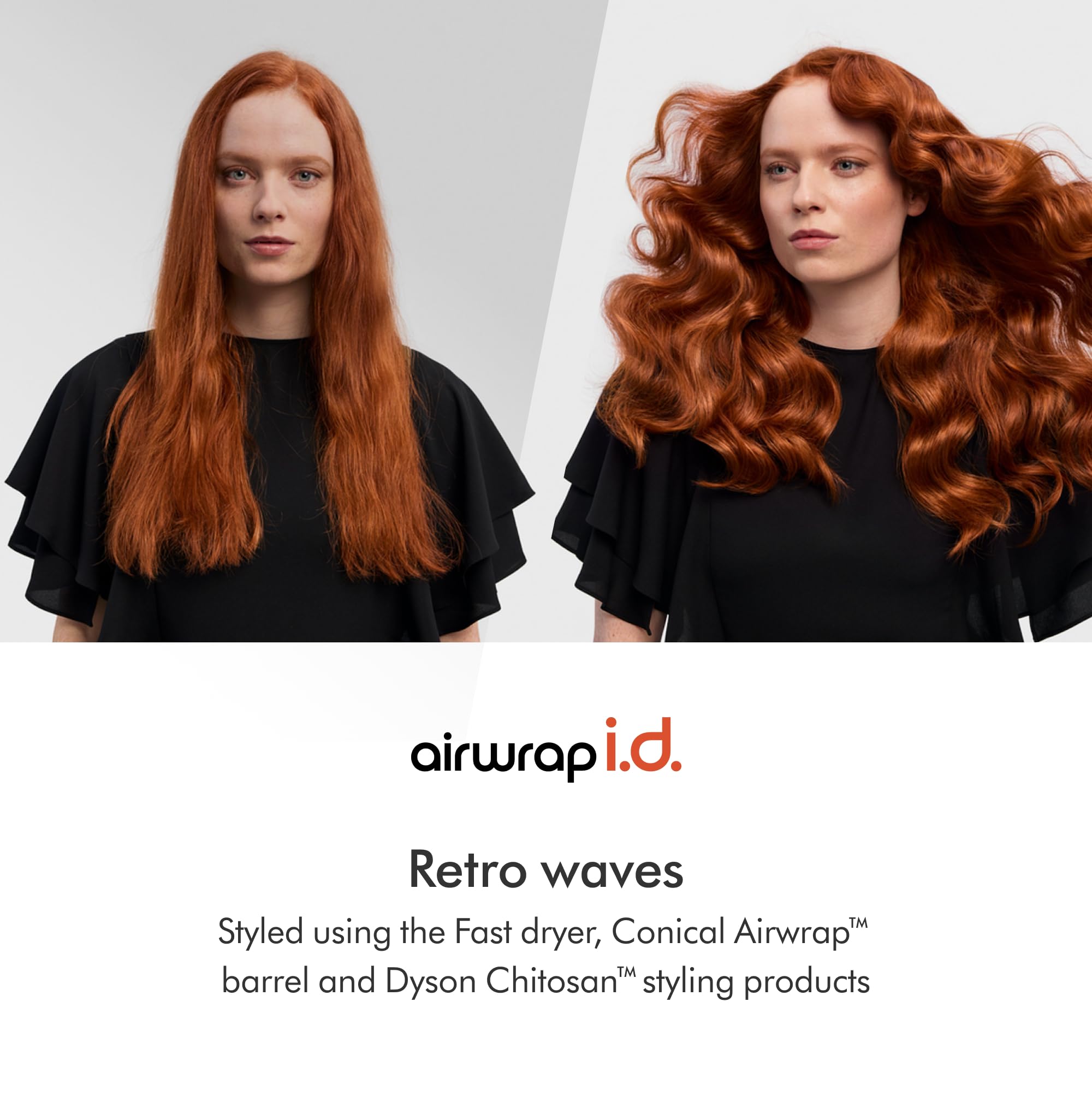Dyson Airwrap i.d. full attachment set laid out to show 6-in-1 versatile styling options