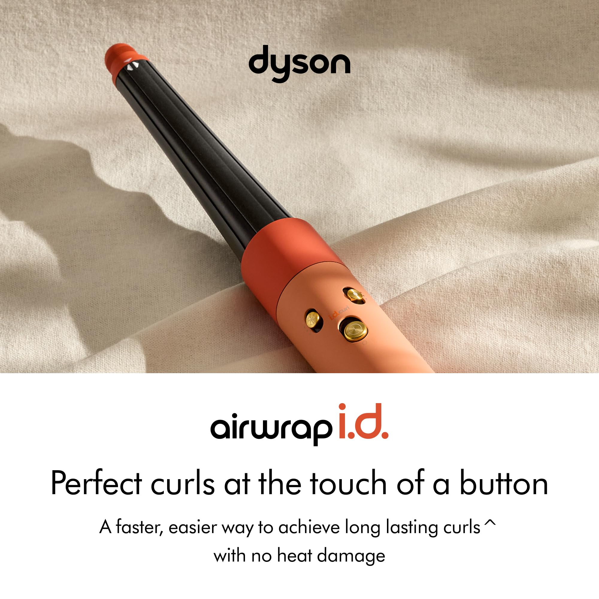 Dyson Airwrap i.d. Ceramic Apricot curling barrel close-up highlighting precise wrap action