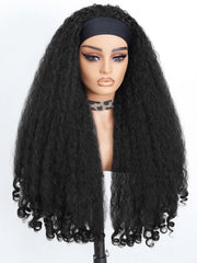 DZfirst front view of curly headband wig showing full afro volume and instant style benefit