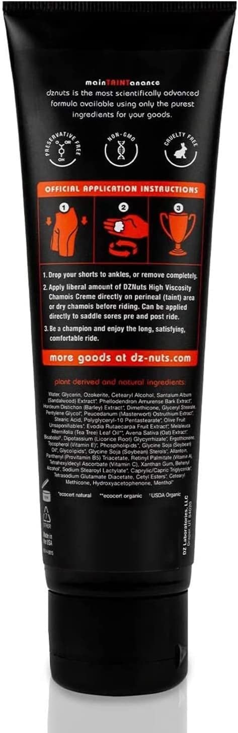 dznuts tube close-up texture showing balm consistency and easy spread