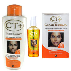 E de B CT+ pack front view showing lotion soap and serum, highlights convenience