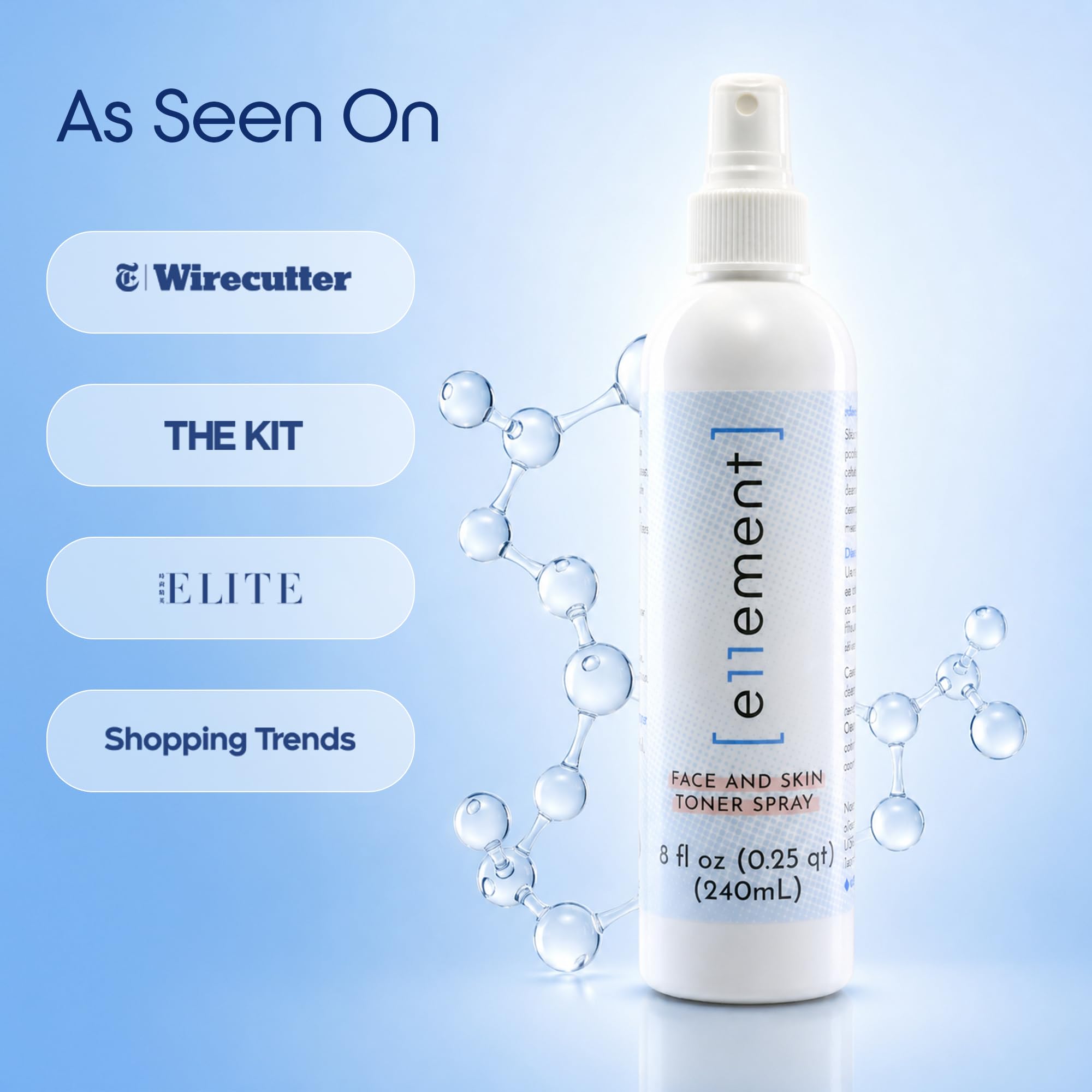 e11ement label and ingredients panel showing HOCl water-based formulation