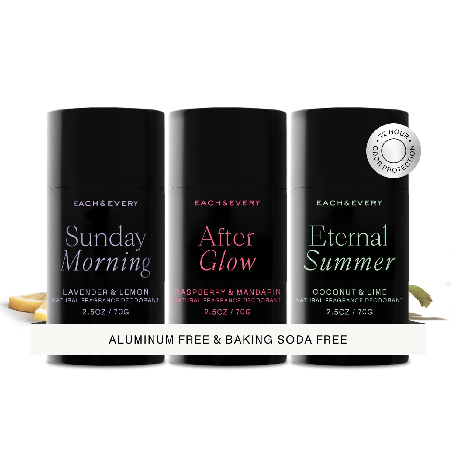 Each & Every front packaging showing three scent sticks and sustainable design benefit